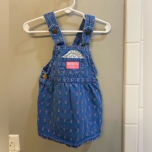 Vintage OshKosh B'gosh Denim Pink Rose Dress / Size 24 months / GUC